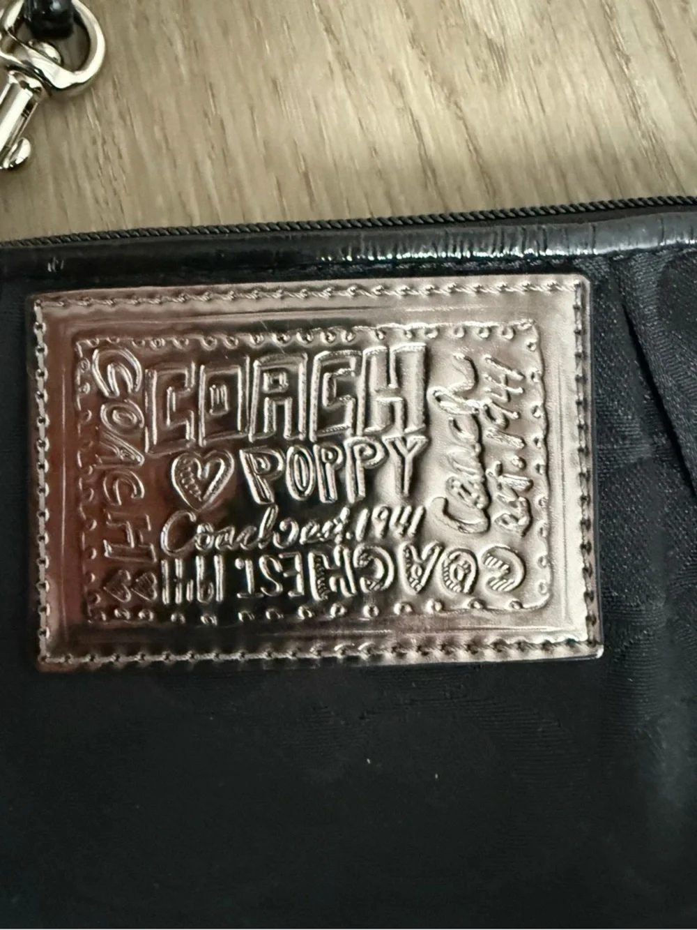 Coach Poppy Black Wristlet